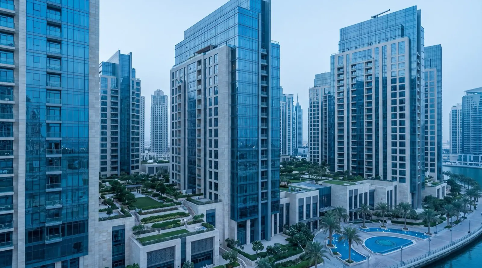 Modern Dubai residential apartment towers