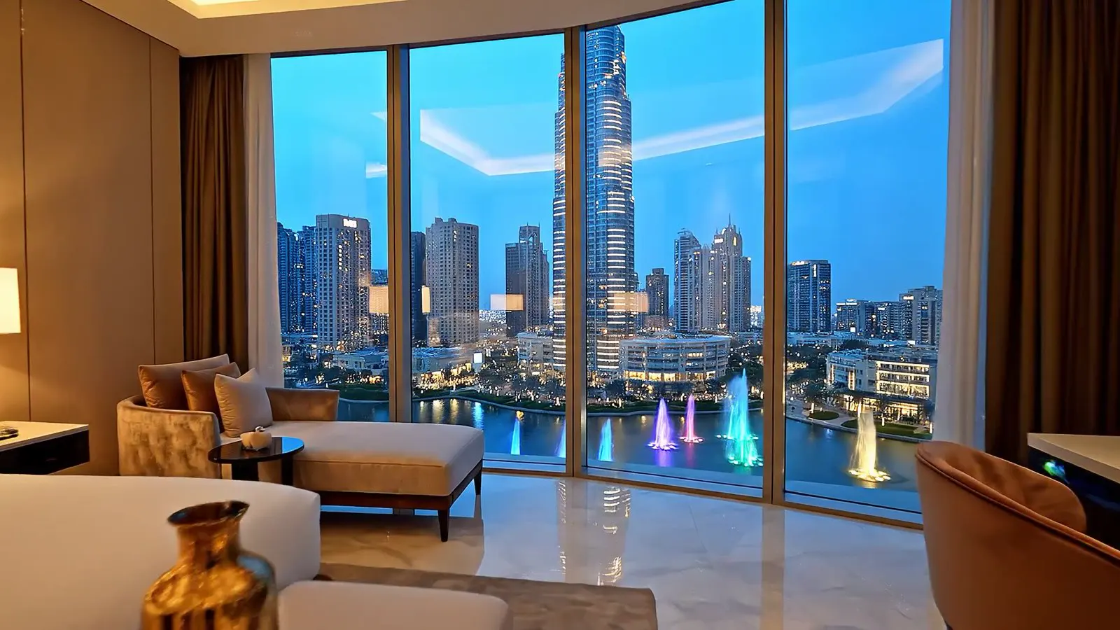 A Dubai short-term rental with a skyline view